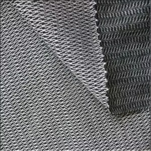 Grey and black tricot woven interlining fabric with open mesh structure for garment fusing