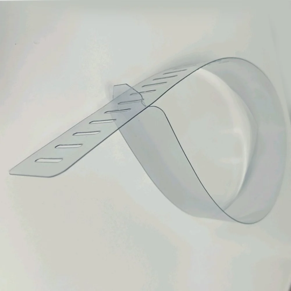 Transparent plastic collar band inserts for shirt packing with slotted tab for collar shape retention during folding and export