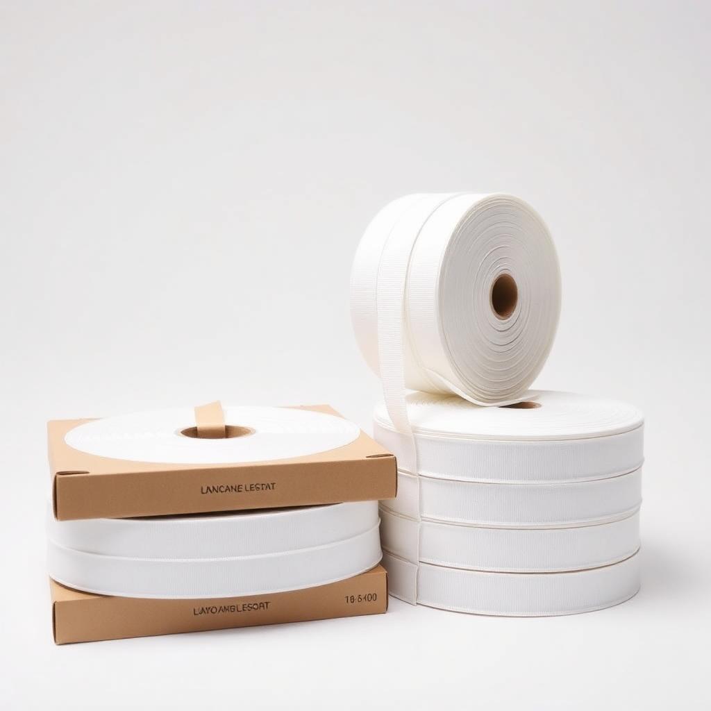 16mm wide elastic tape on large bobbins stacked in export cartons