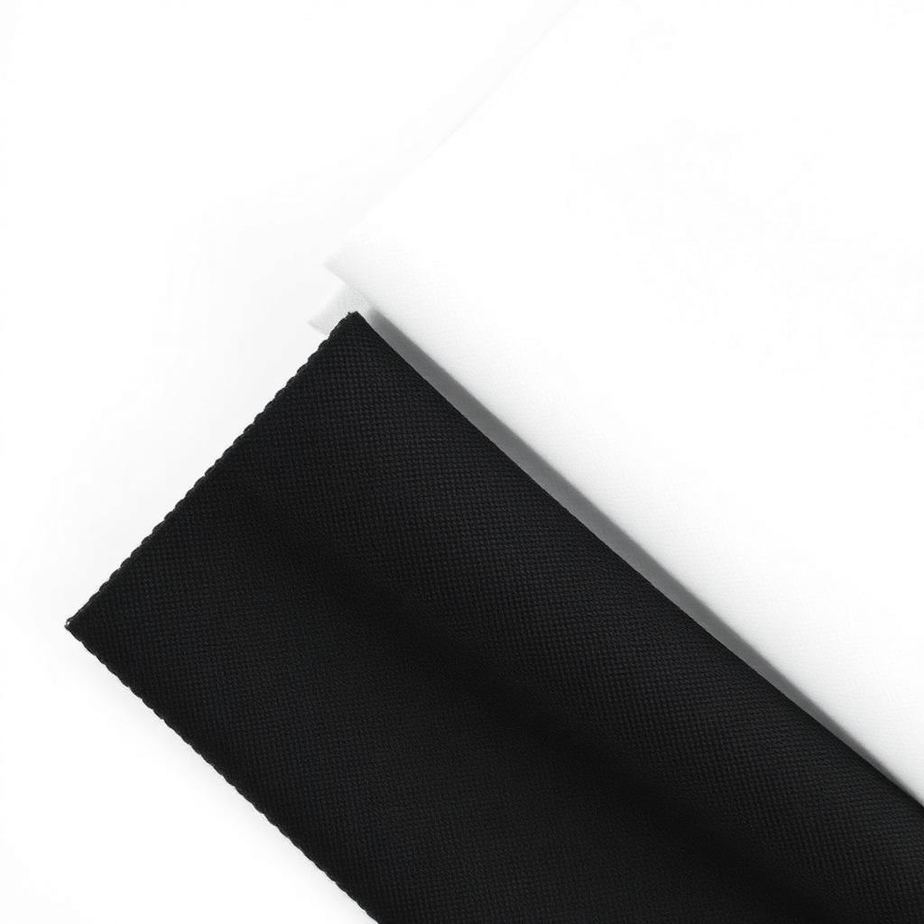 Woven interlining fabric samples in white, grey and black for structured garments